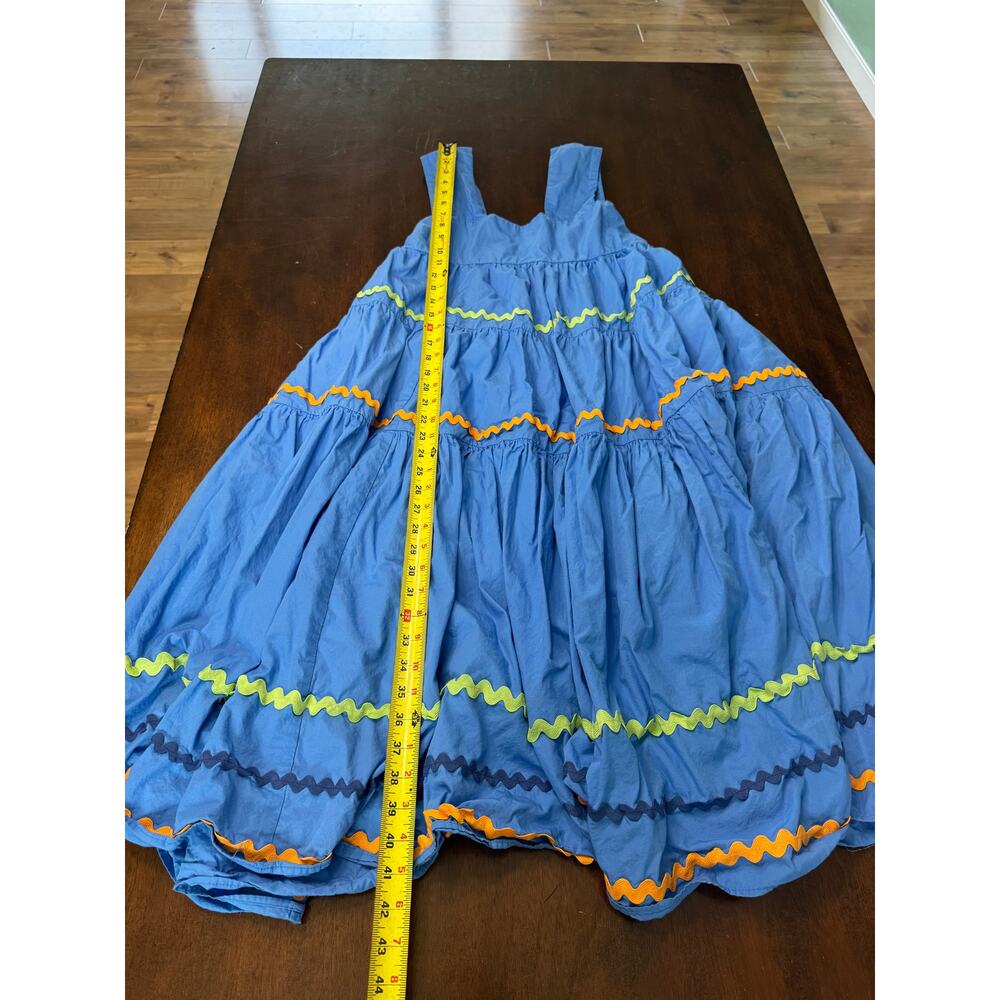 Anthropologie Blue Tiered Ruffle Dress with Contrasting Trim - Picture 2 of 4